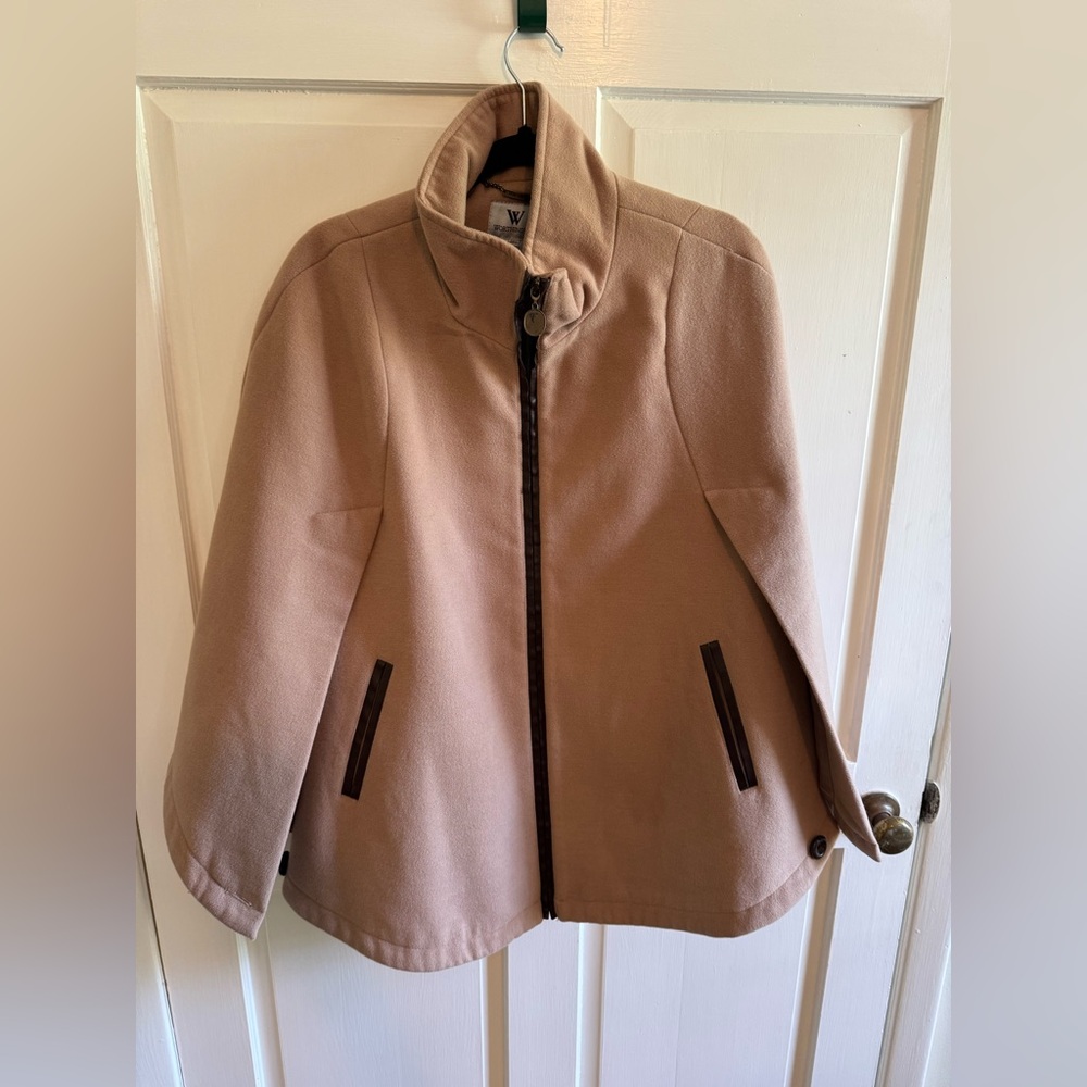Worthington Taupe Zip-Front Cape Coat